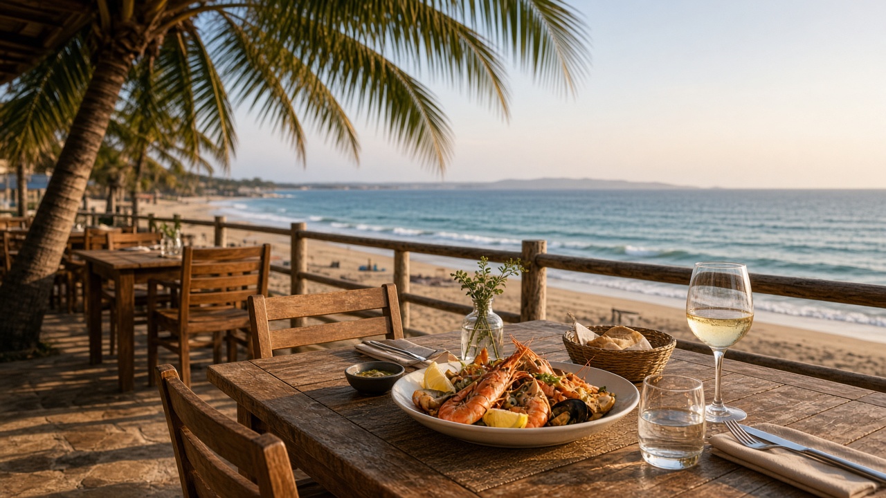 Beachfront restaurant terrace in Santa Maria