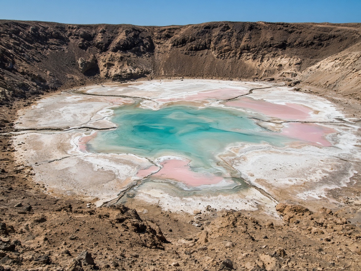 Pedra de Lume salt crater lake on Sal Island